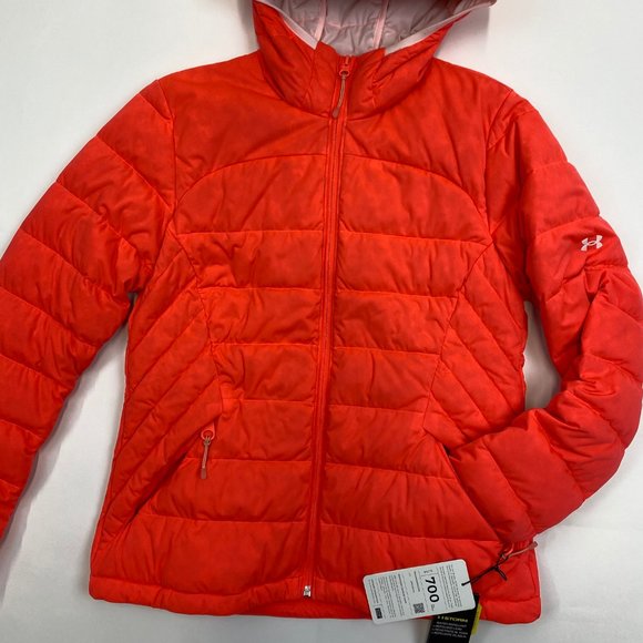 Under Armour Stretch 700 Down Jacket Women's Small 1355833 Orange Sample - Picture 4 of 7